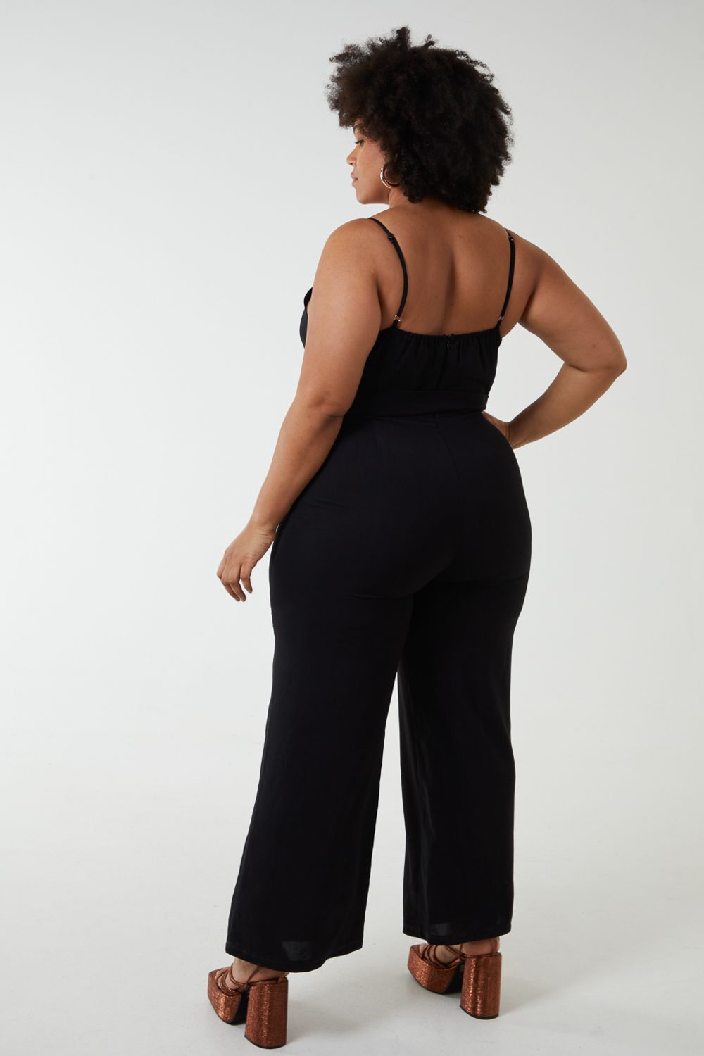 Blue Vanilla Button Front Strappy Jumpsuit