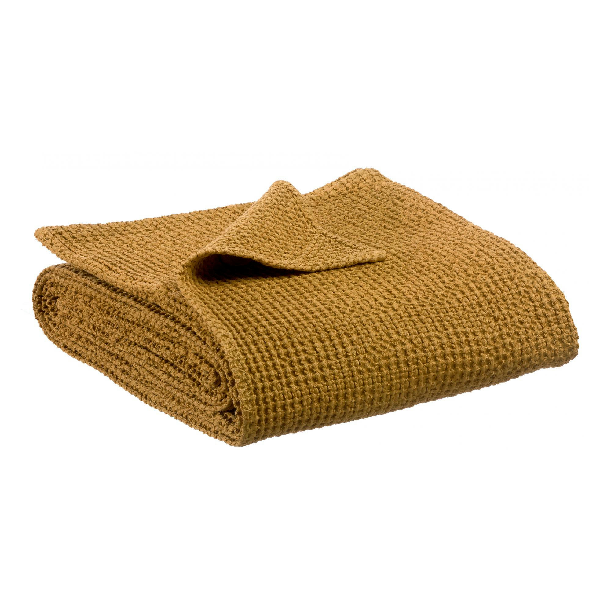 MAIA - Jeté de lit stonewashed  en coton bronze 240 x 260