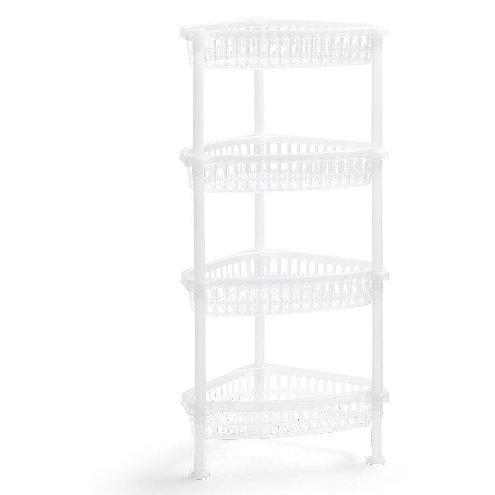 Desserte d'angle 4 niveaux plastique transparent 38x33xH82cm