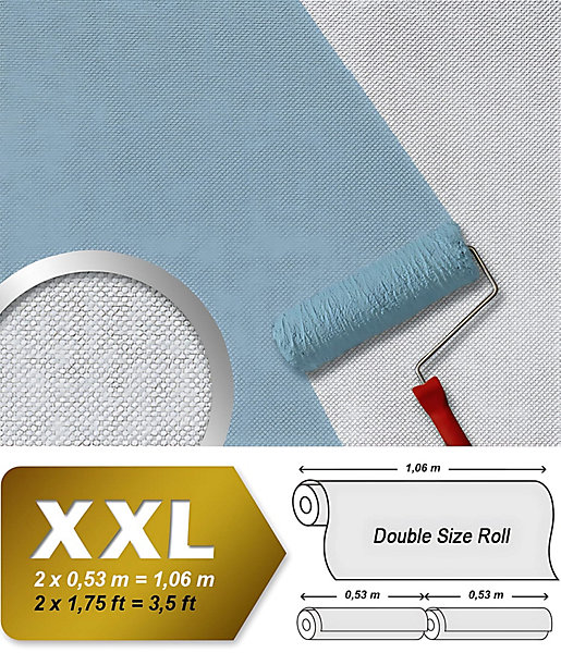 Papier peint non-tissé EDEM 80310BR60 blanc à peindre à texturé de fibre de verre 1 rouleau