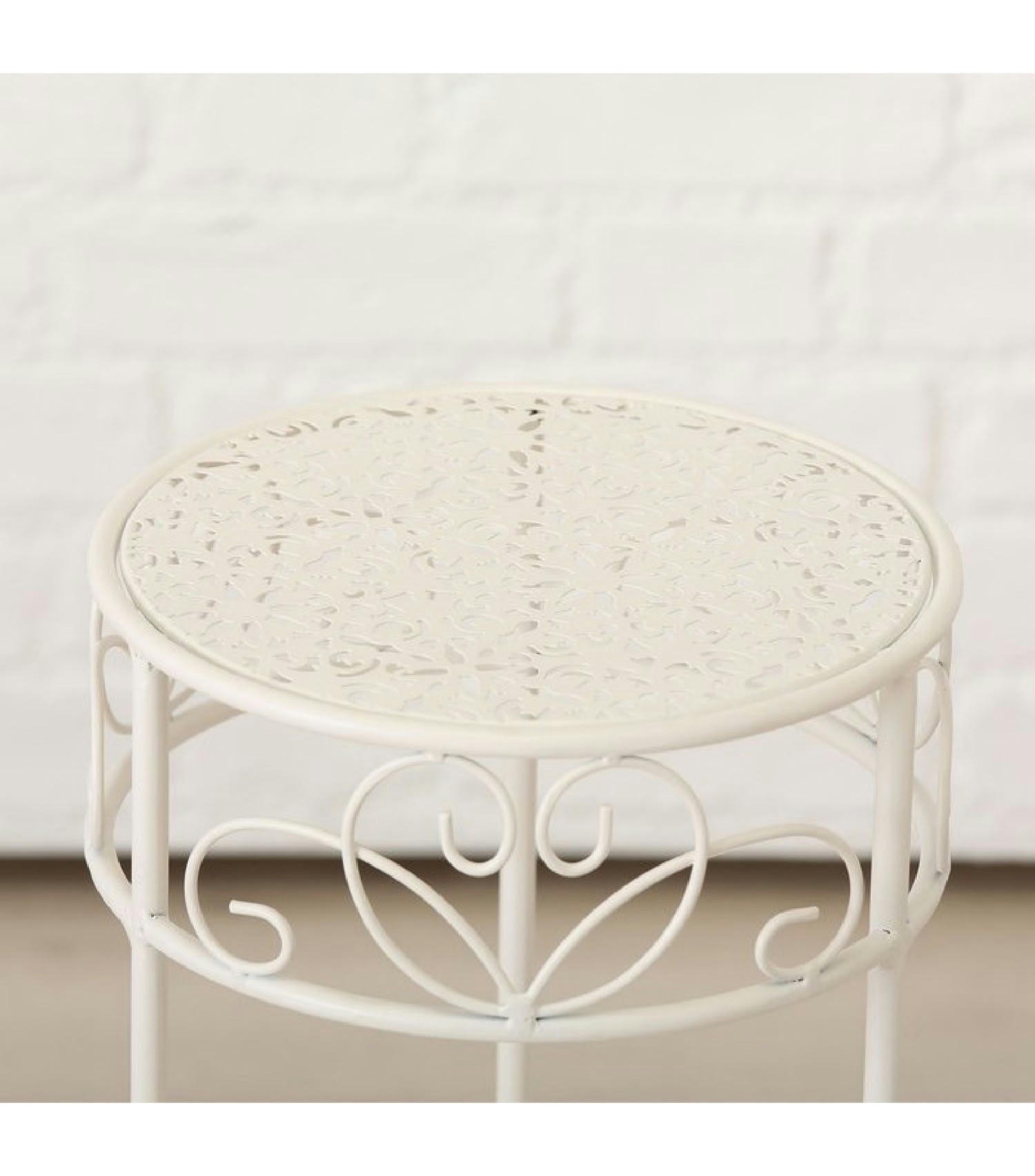 MÉTAL - Set de 3 supports pots plantes en métal blanc