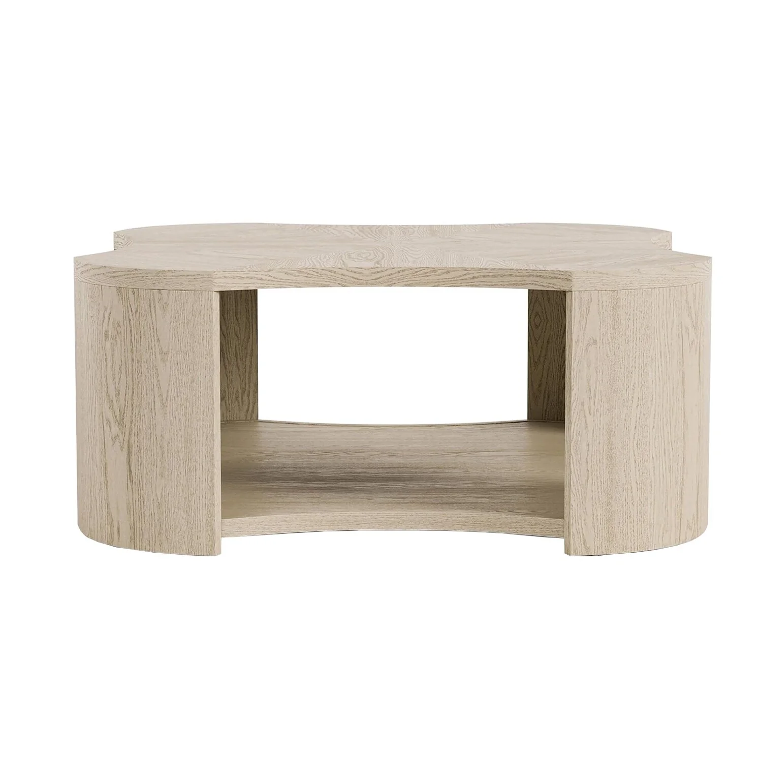 1 Open Shelf Wooden Coffee Table with Casters in Oak