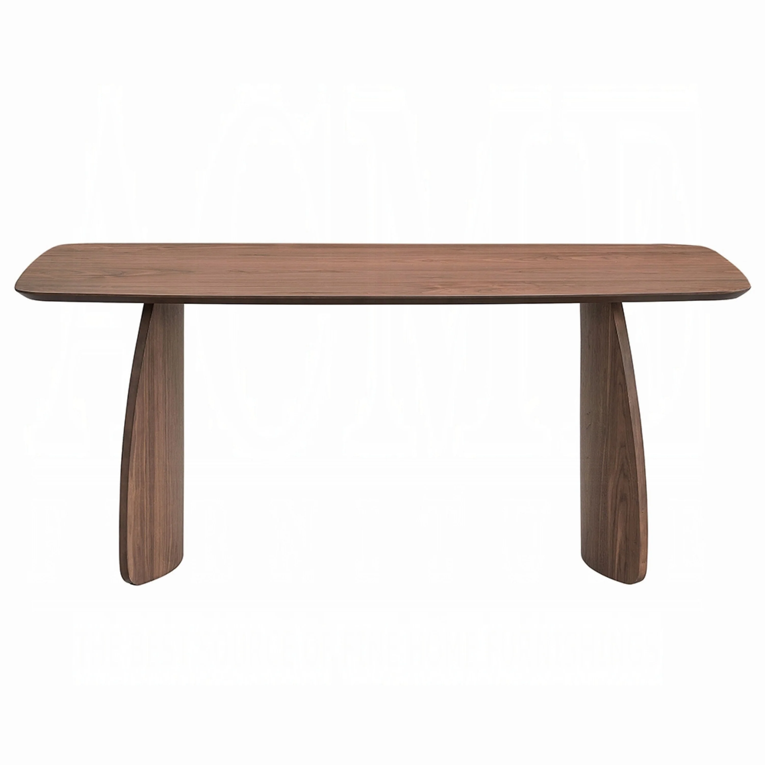 Hamza Rectangular Dining Table, Curved Wood Base, Walnut Brown 71 Inch