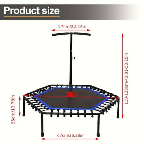 NNETM Rebounder Mini Trampoline with Adjustable Handle Bar(Blue)