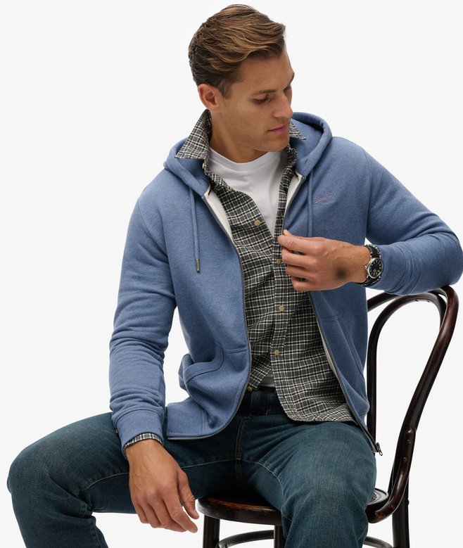 Essential Logo Half Brushed Zip Hoodie
