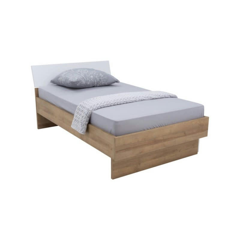 GABRIEL - Lit 120x200 avec tiroir décor chêne et blanc enfant ado