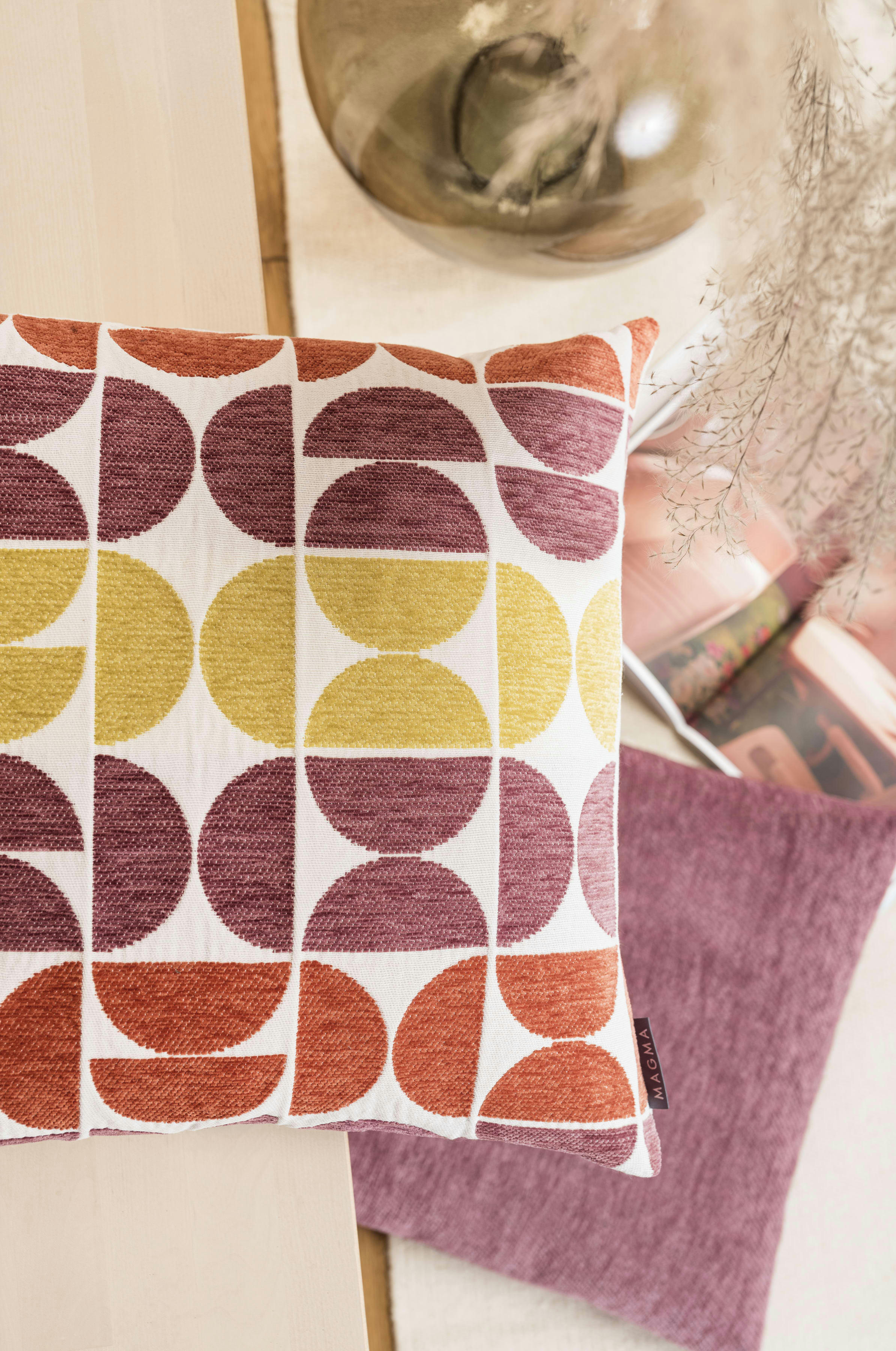 EDDA - Housses de coussin motif graphiques jacquard velours-lot de 2-45x45