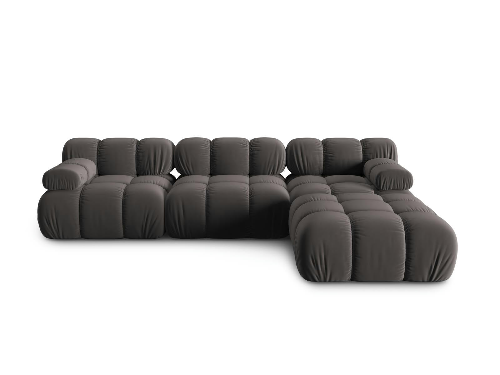 BELLIS - Canapé modulable 4 places en tissu velours gris foncé