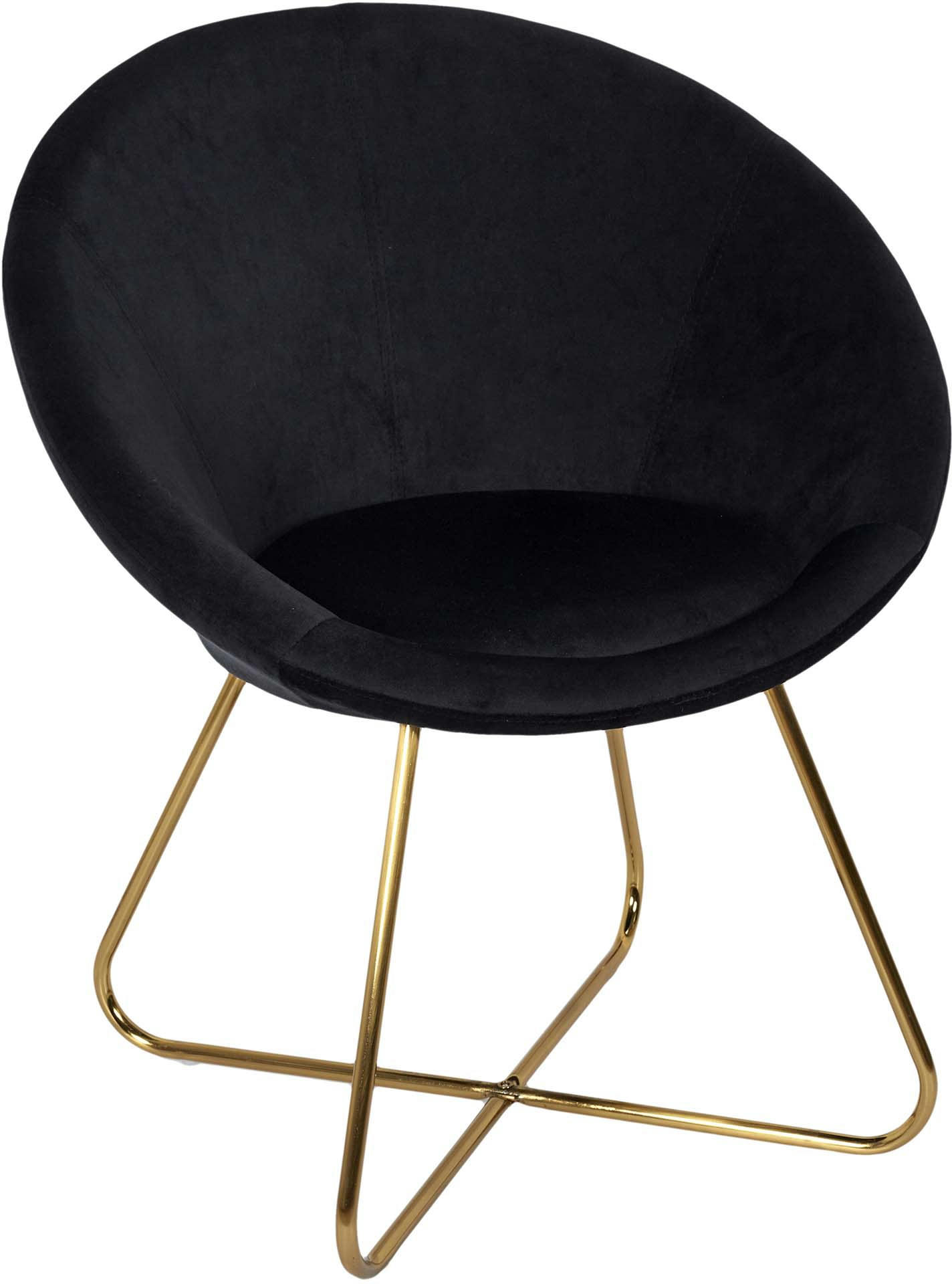 - Fauteuil en métal et tissu effet velours Karl noir