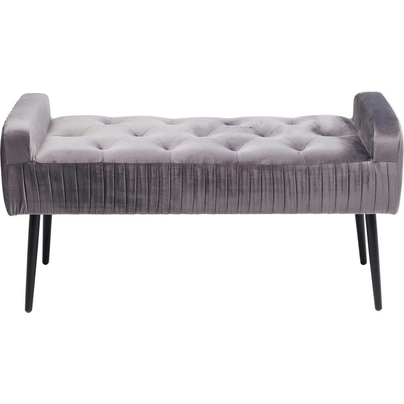 LOFTY - Banc 1 place velours gris et acier noir