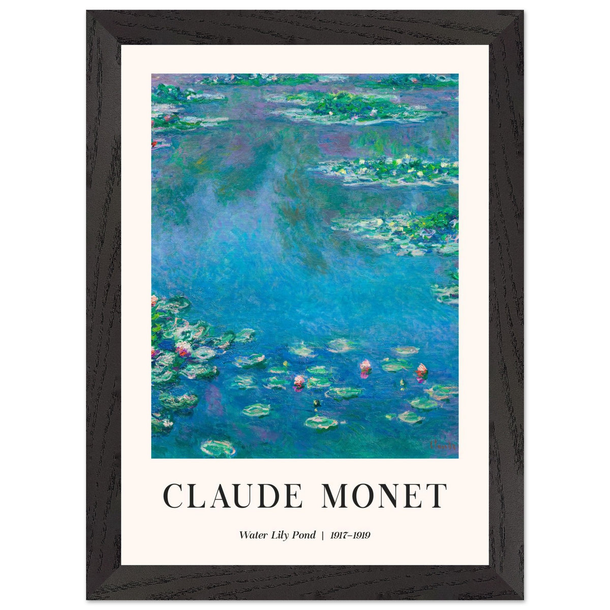 Artfulprints Poster met Lijst Claude Monet - Water lily pond  - A4 21x29.7 cm - Blauw