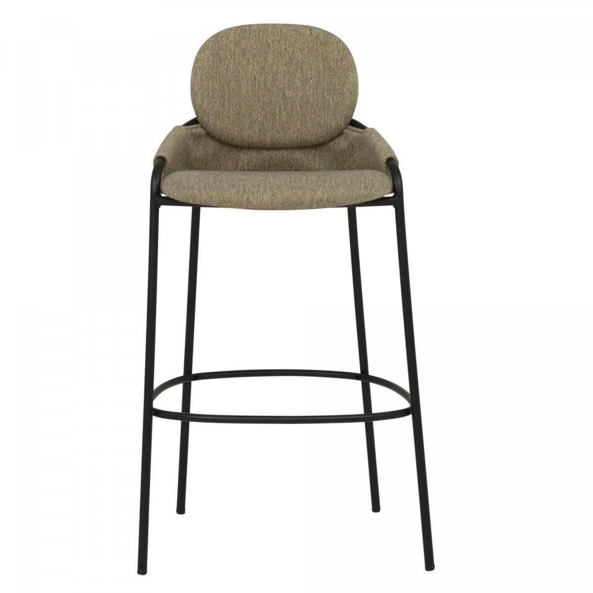 MIA - Lot de 2 tabourets de bar avec accoudoirs en tissu taupe