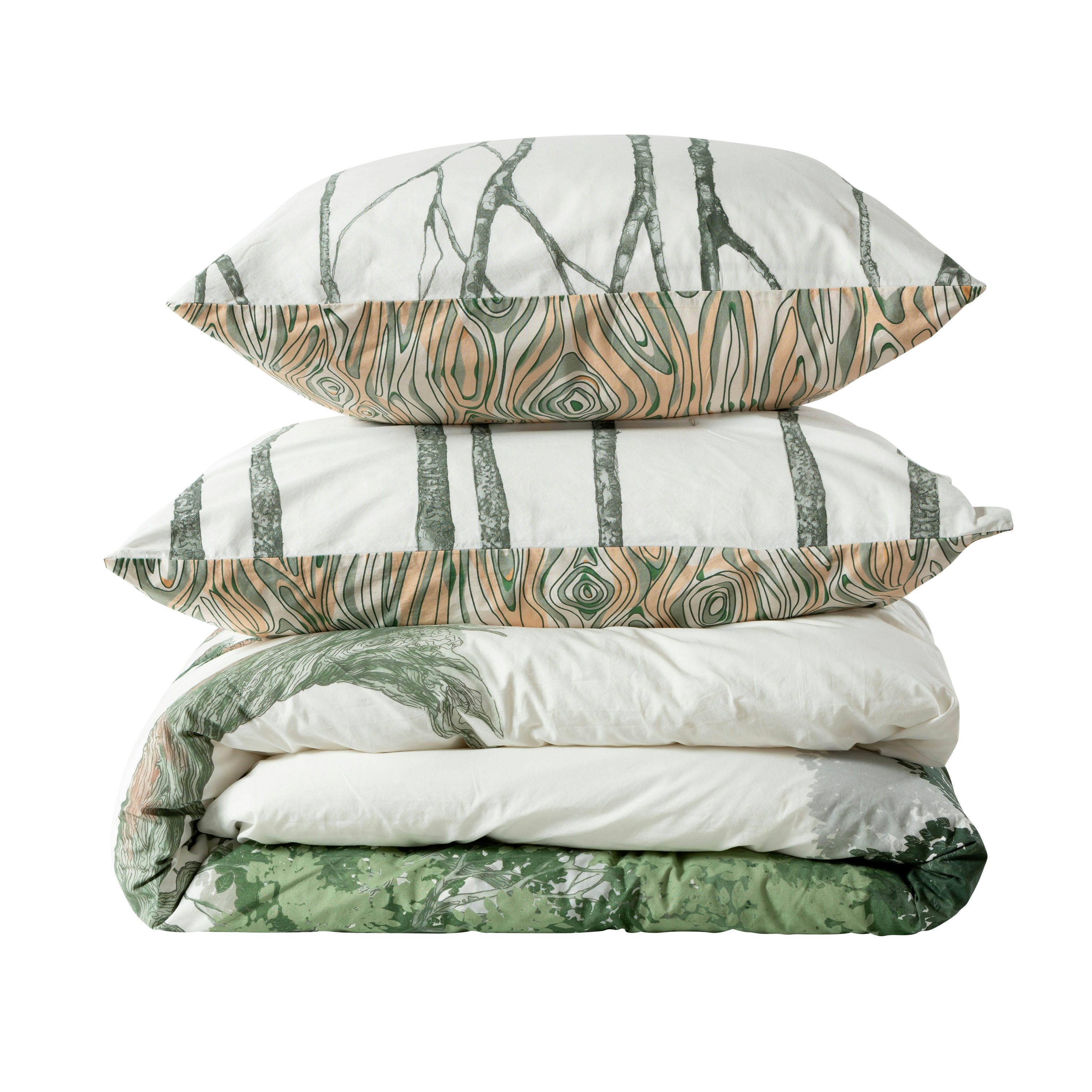 MONARBRE - Housse de couette réversible coton bio  vert 240x220
