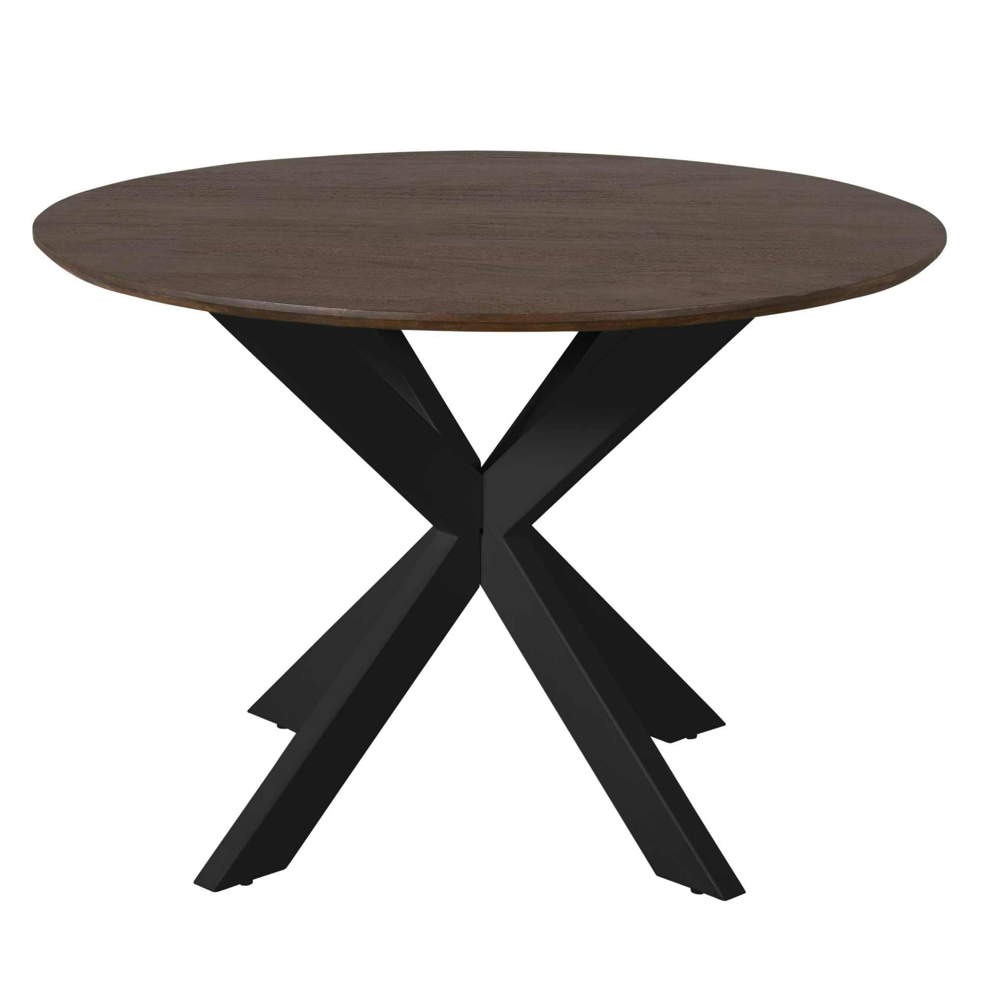 Table ronde bois brun pied noir Ø130 cm CORTINA
