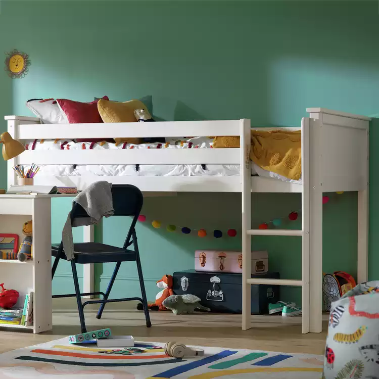 Habitat Brooklyn Mid Sleeper Bed Frame with Desk -White