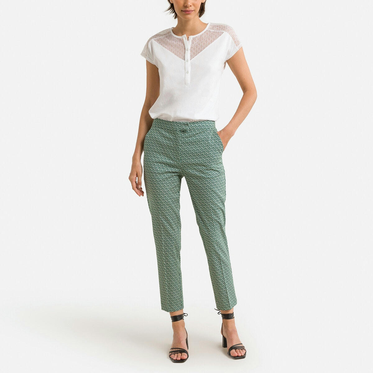Pantalon fuselé, imprimé graphique