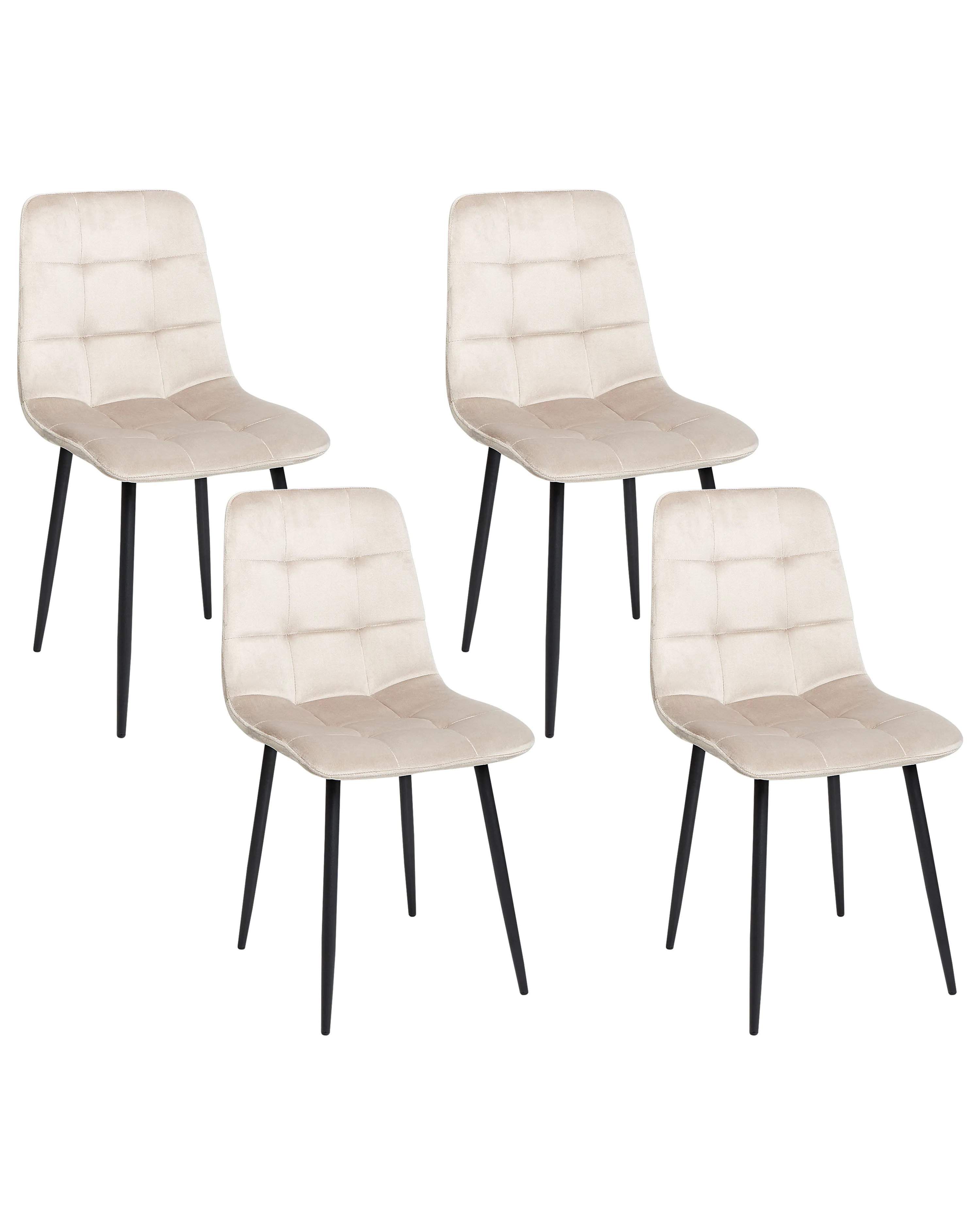 Set of 4 Dining Chairs POWELL Velvet Beige