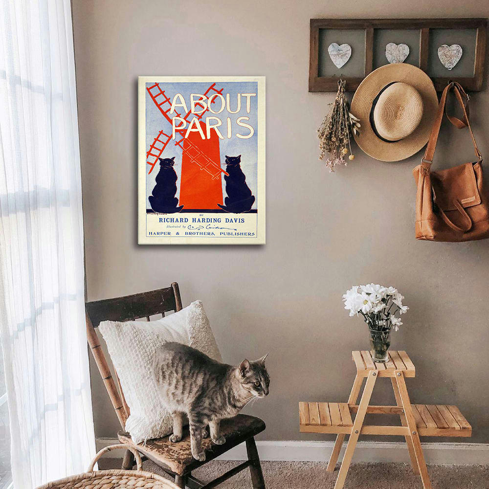 - Tableau affiche publicitaire vintage About Paris 50x70cm