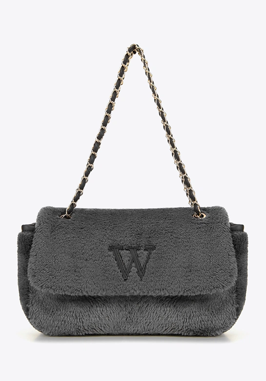 Damska torebka crossbody z futerkiem szara