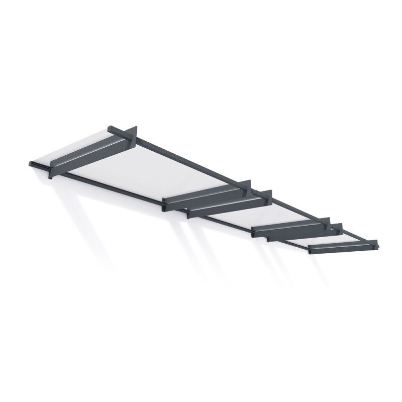 Marquise de porte Nancy gris foncé 452 x 94 cm CANOPIA
