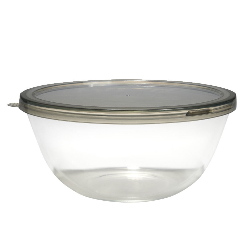 Saladier en verre 4L avec couvercle en plastique