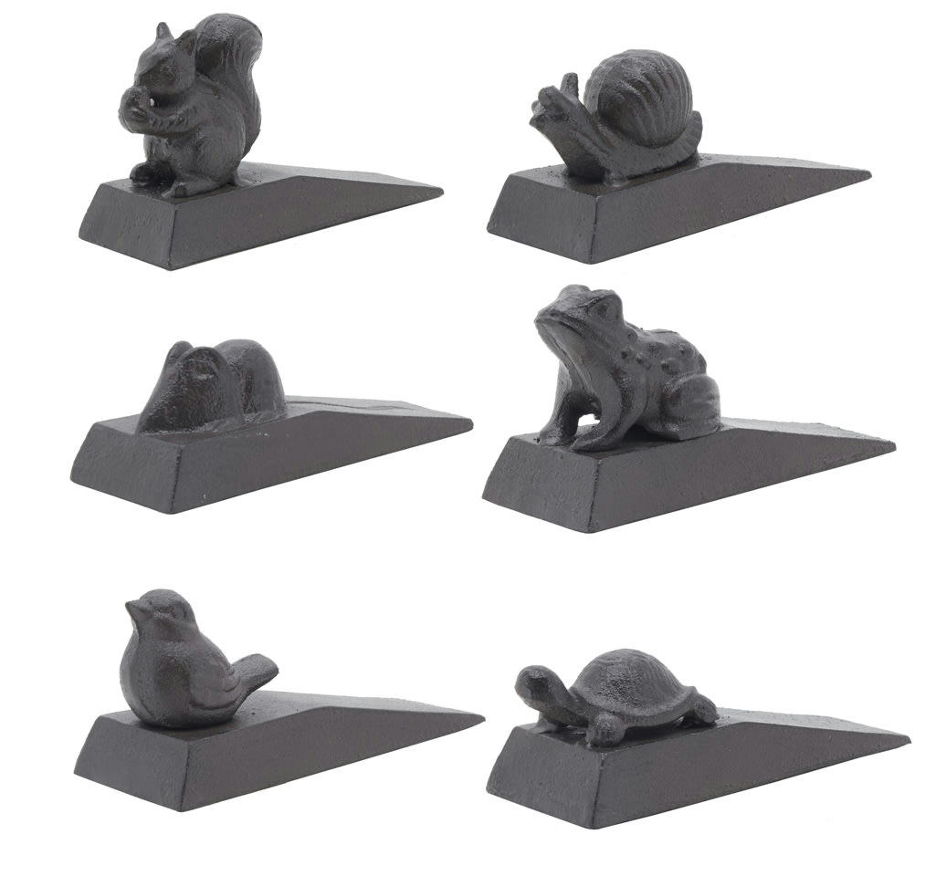 - Lot de 6 cale-portes en fonte animaux