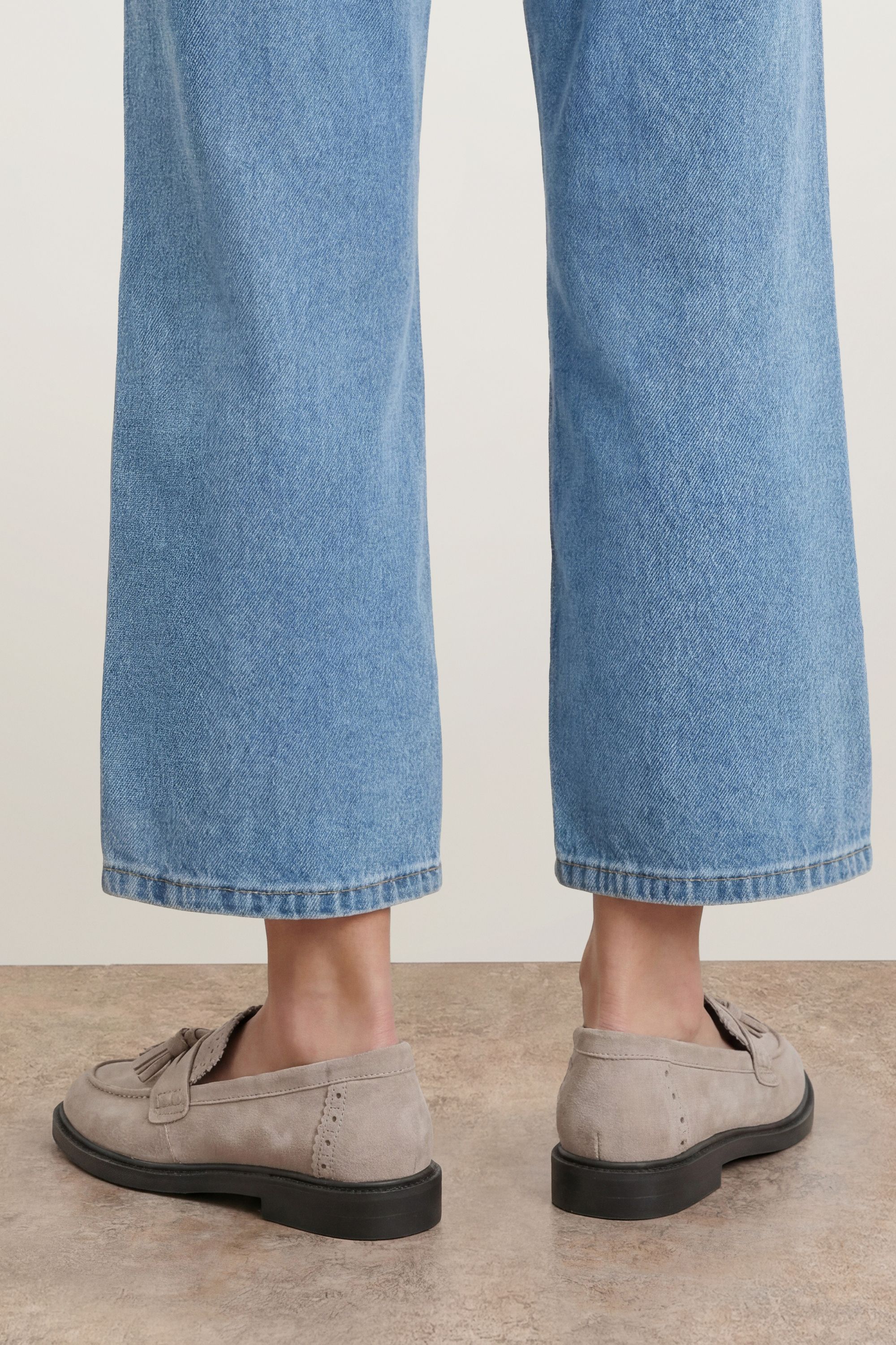 Oasis Bunny Suede Brogue Detail Tassel Loafers