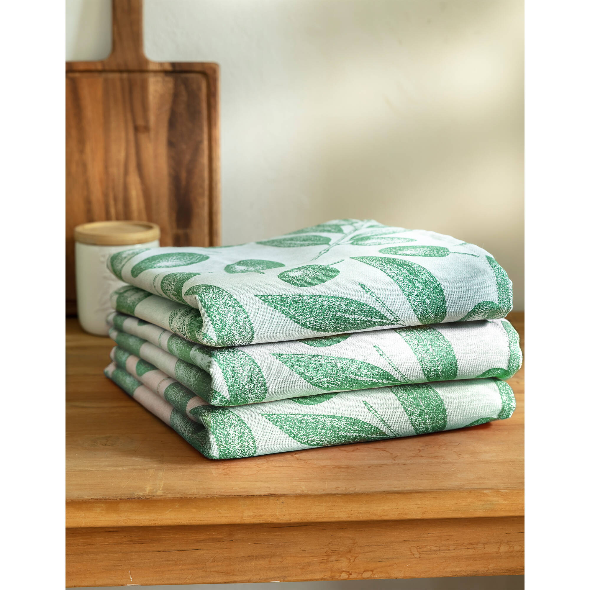 Torchons motif olives - lot de 3