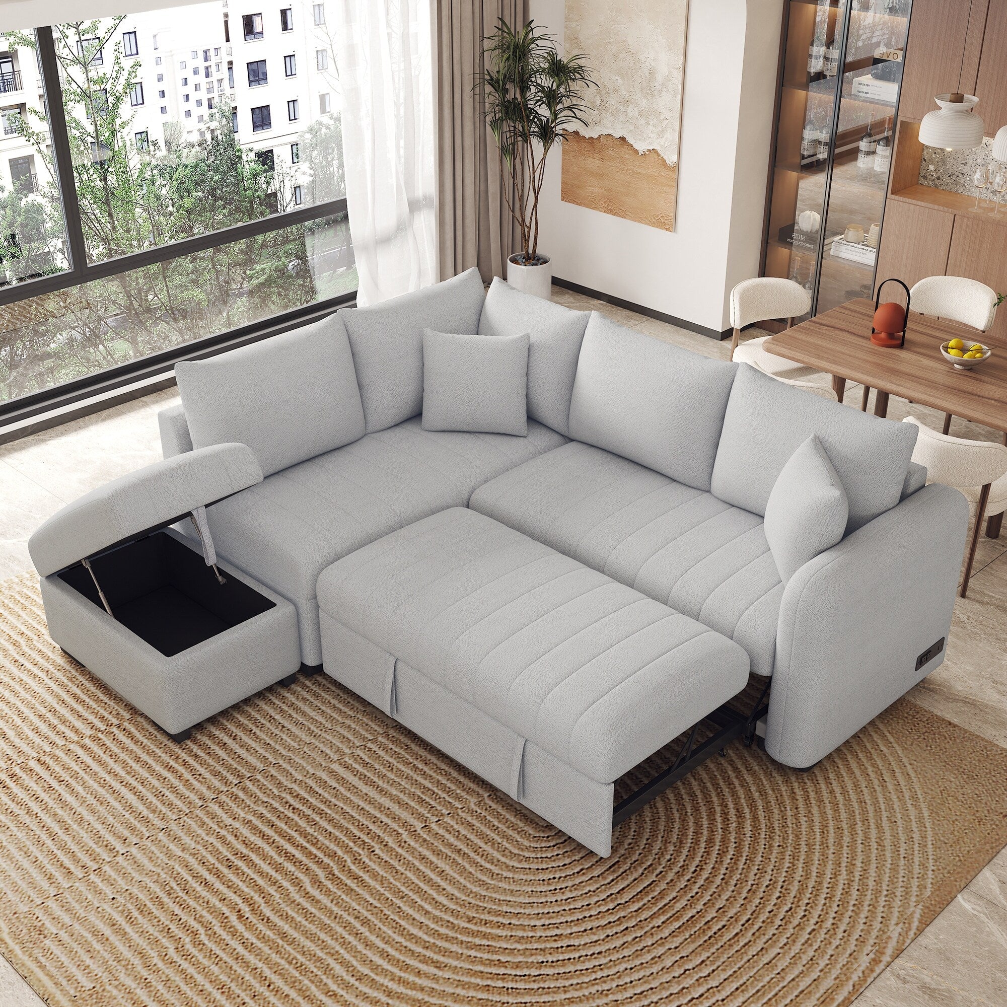 82.6 L-Shaped 5-Seater Sleeper Sofa