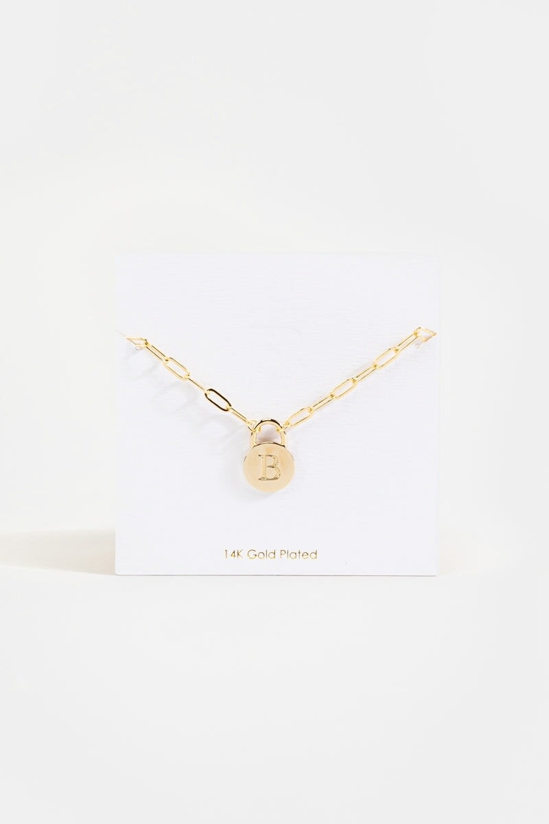 Initial Curb Chain Pendant Necklace Gold