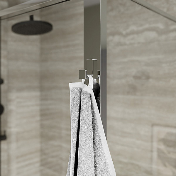 Paroi de douche fixe pour porte de douche coulissante ou pivotante l.80 x H.195 cm, verre transparent, profilés chromé, GoodHome Evanna