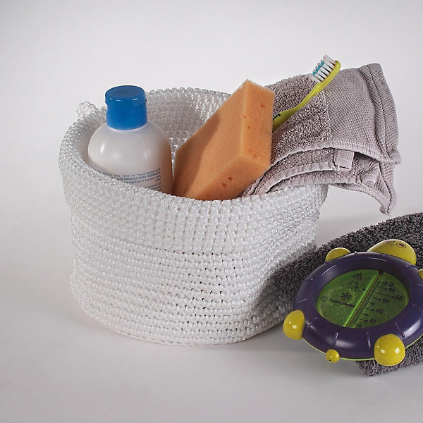 Panier rond maille crochet blanc grand modèle