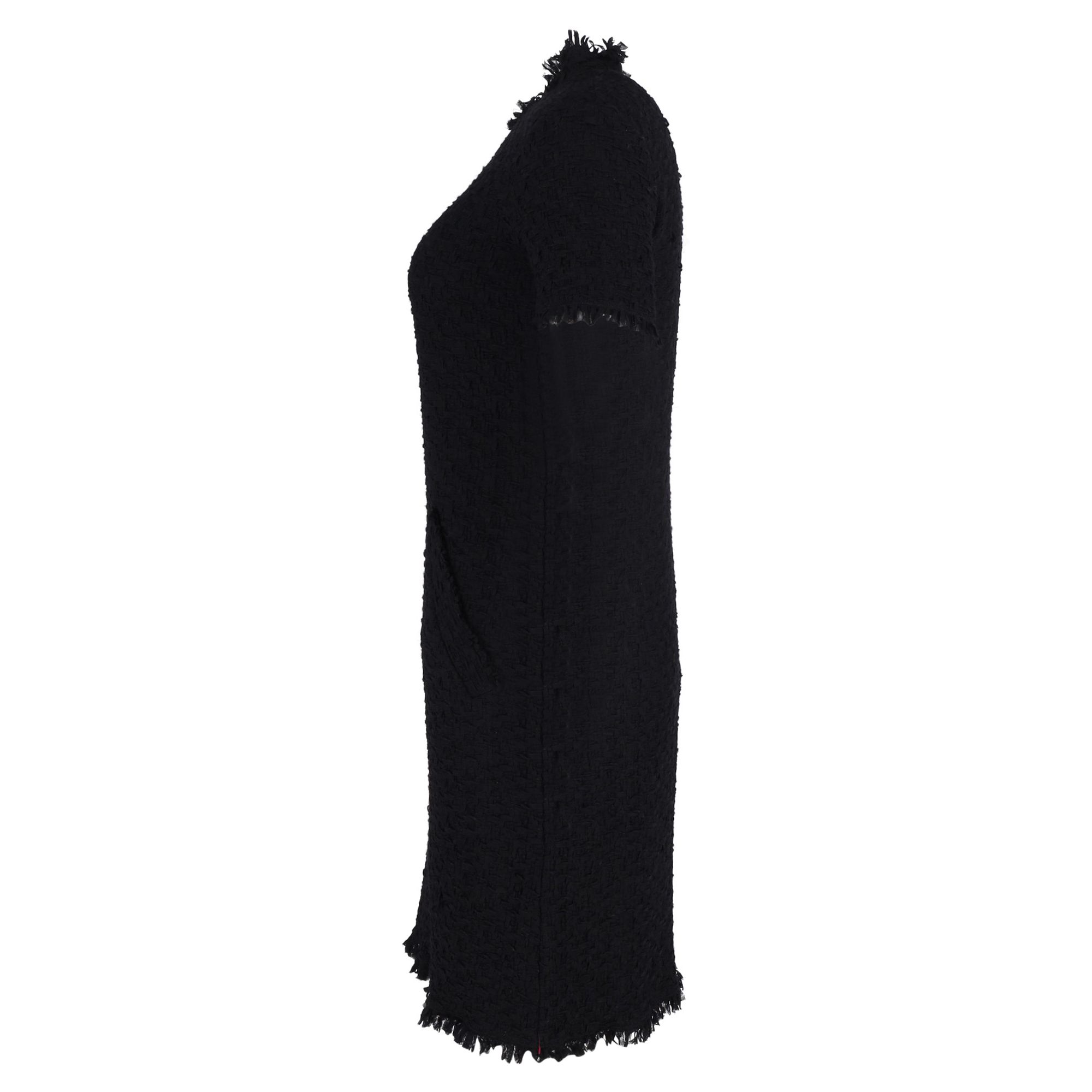 Nina Ricci Preloved Tweed Mini Dress Black Wool