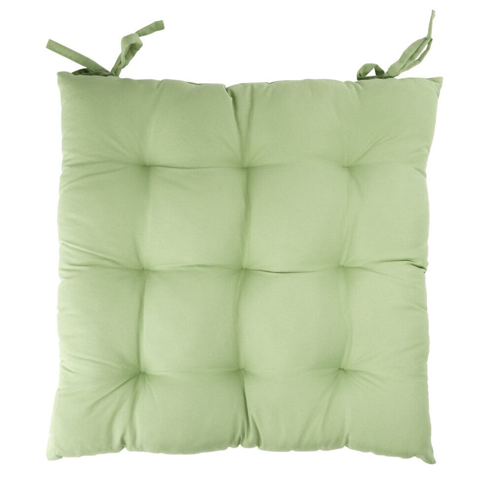 Galette de chaise carrée unie verte 38x38cm
