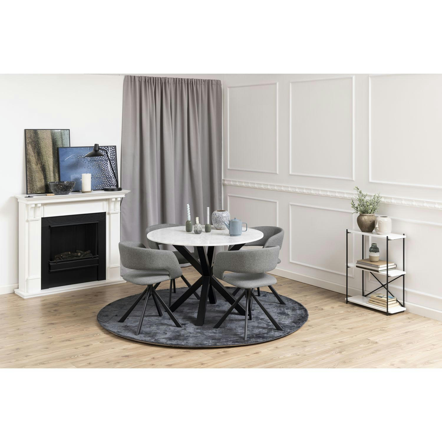 FLORIAN - Bibliothèque 3 niveaux en métal et mdf blanc