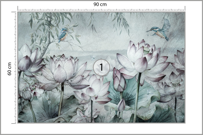 Fototapeta Kwiaty Lotosu Vintage 90x60cm