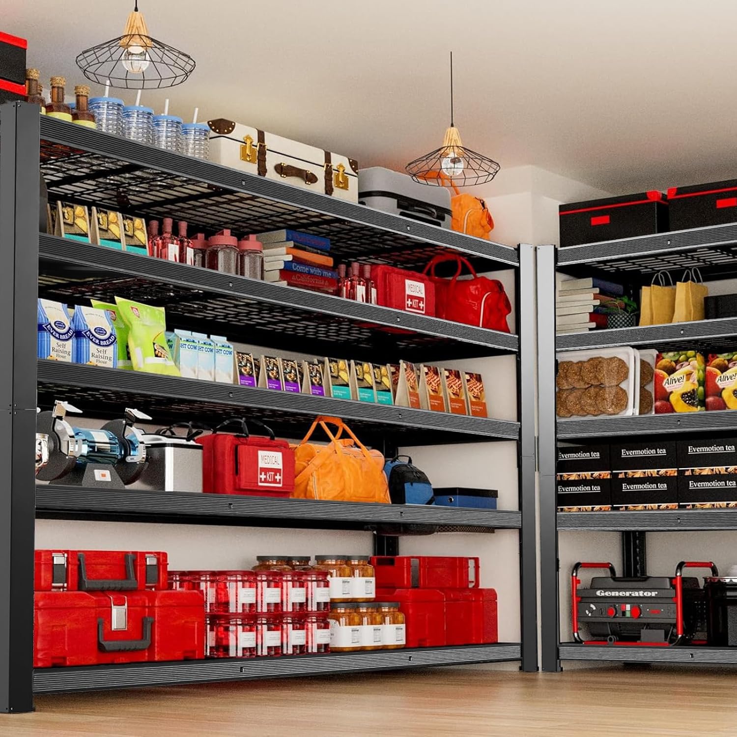 62 W 3050LBS Storage Shelves Unit,5 Tier Heavy Duty Metal Shelving Unit and Storage Large Rack,72 H x62 W x24 D Adjustable Metal Shelving Unit,Garage Shelves for Basement,Warehouse