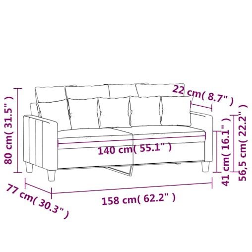 NNEVL 2-Seater Sofa Black 140 cm Fabric