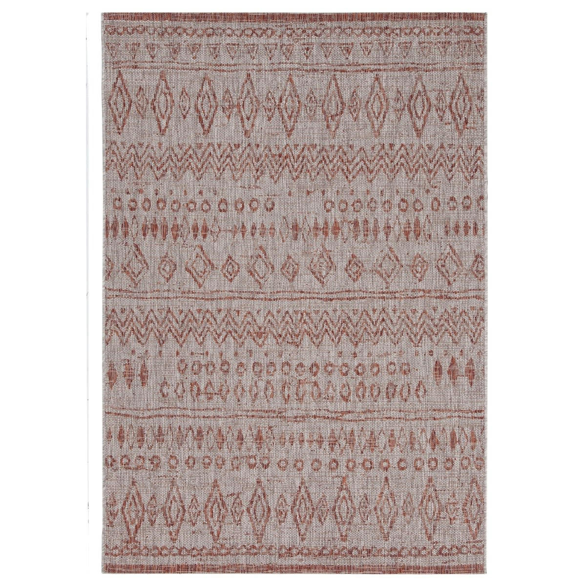 SAHA - Tapis de salon en Polypropylène Rouge brique 120x170 cm