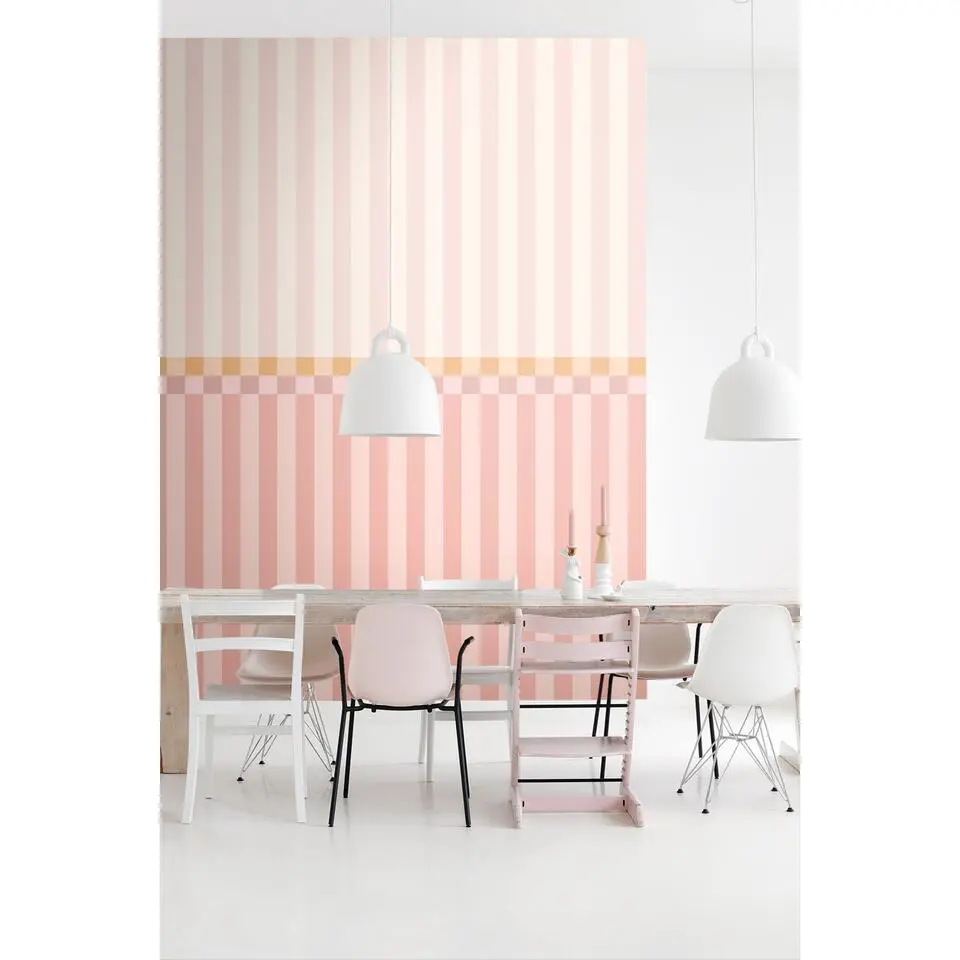 ESTAhome fotobehang strepen oranje, oudroze en paars - 2.5 x 2.79 m