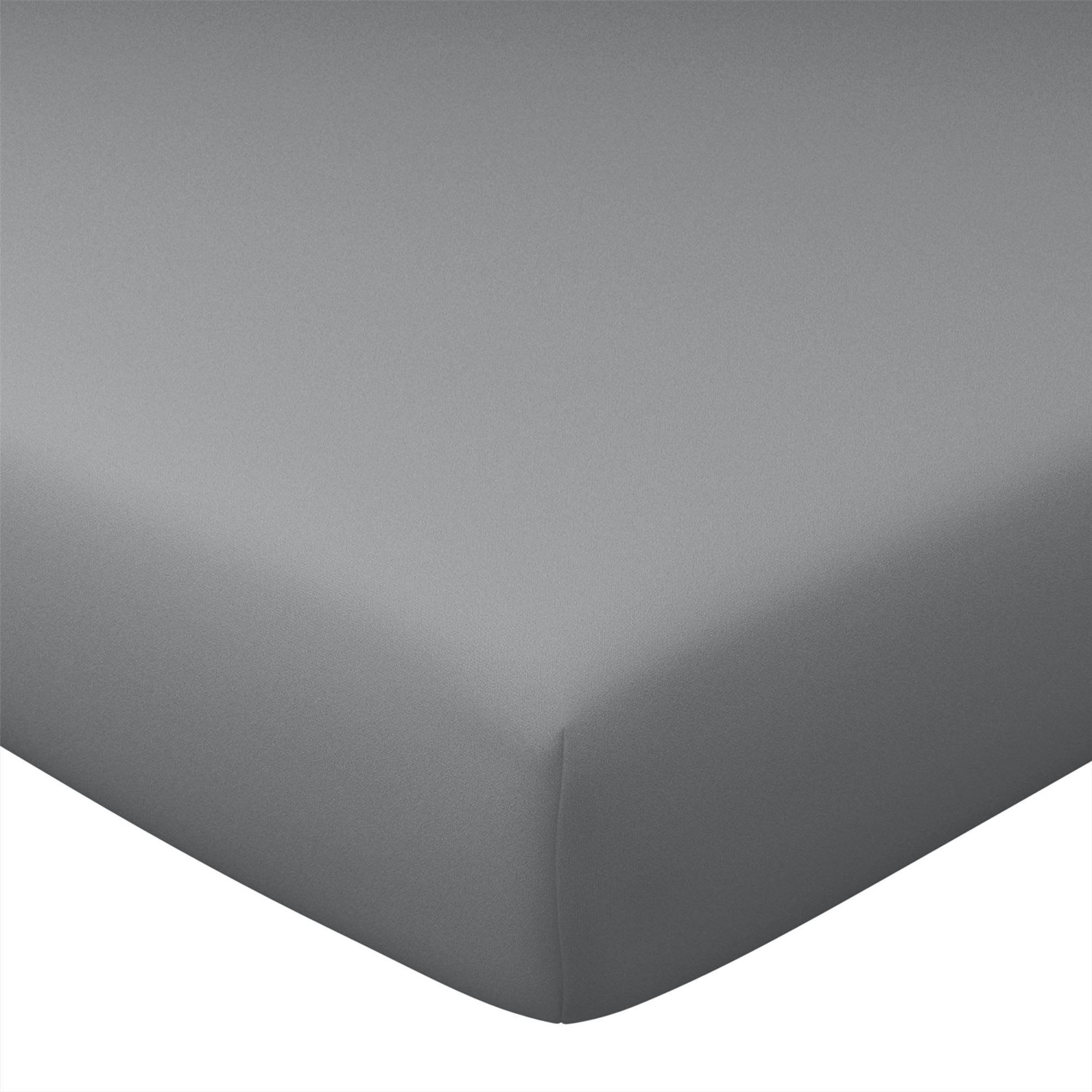 COTON UNI LAURÉAT - Drap-housse 90x200x28 gris minéral en coton