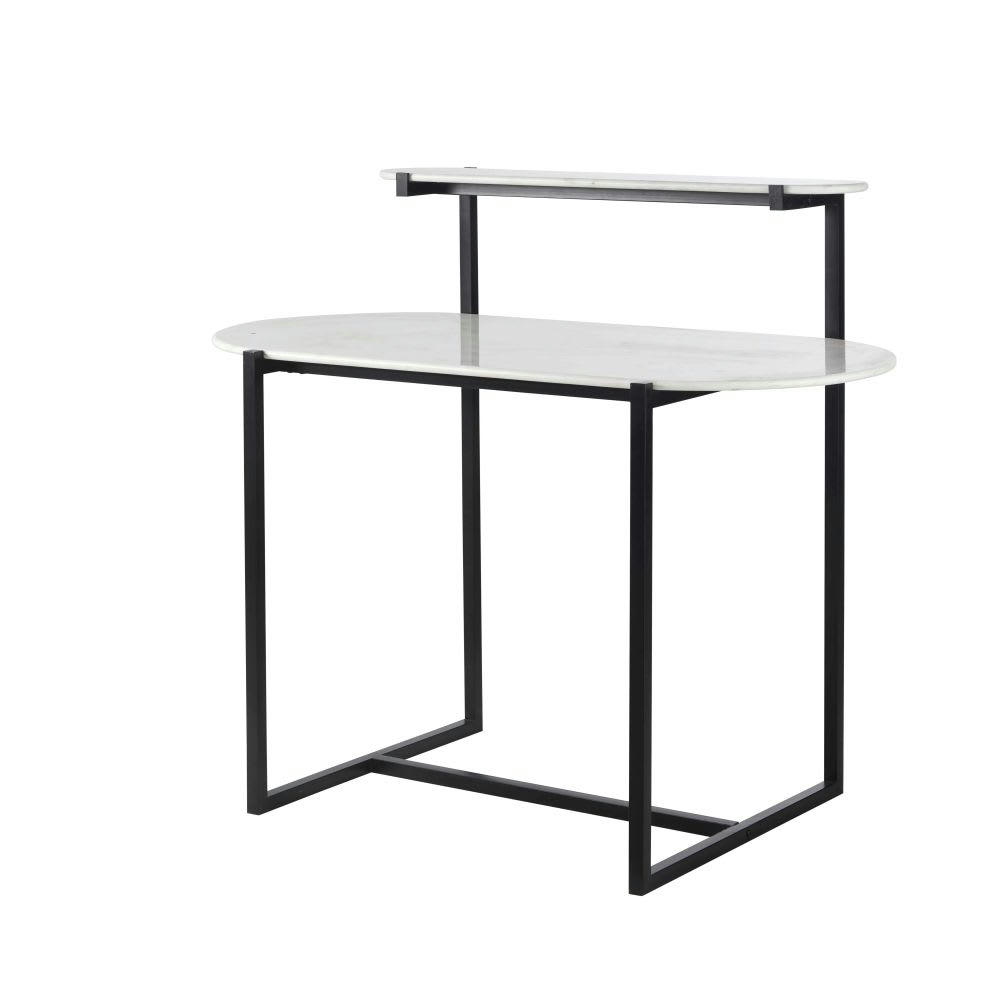 Ryker Business - Bureau professionnel en marbre blanc et métal noir