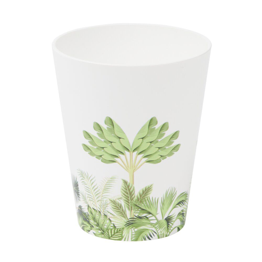 Gobelet plastique 30cl motif feuillage tropical blanc et vert Ø8xH9,5cm