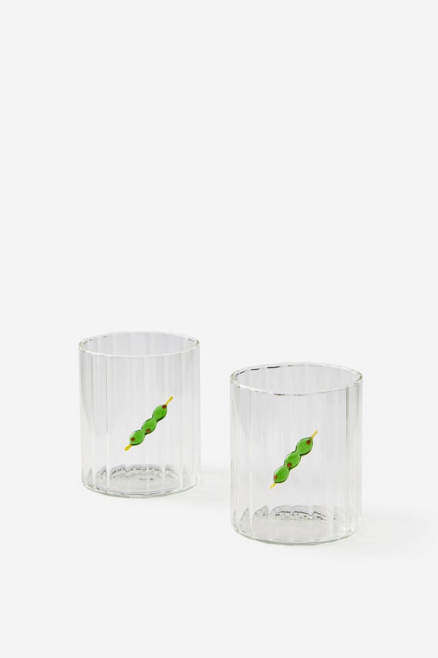 Set Of 2 Glass Icon Tumblers