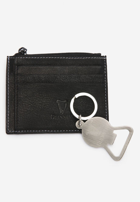 Mens Black Guinness Leather Wallet And Bottle Opener Gift Set