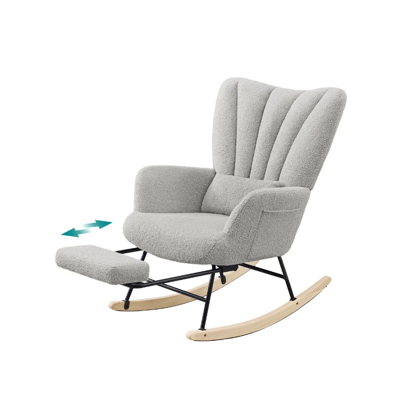 Fauteuil à bascule avec repose-pieds extensible et coussin amovible
