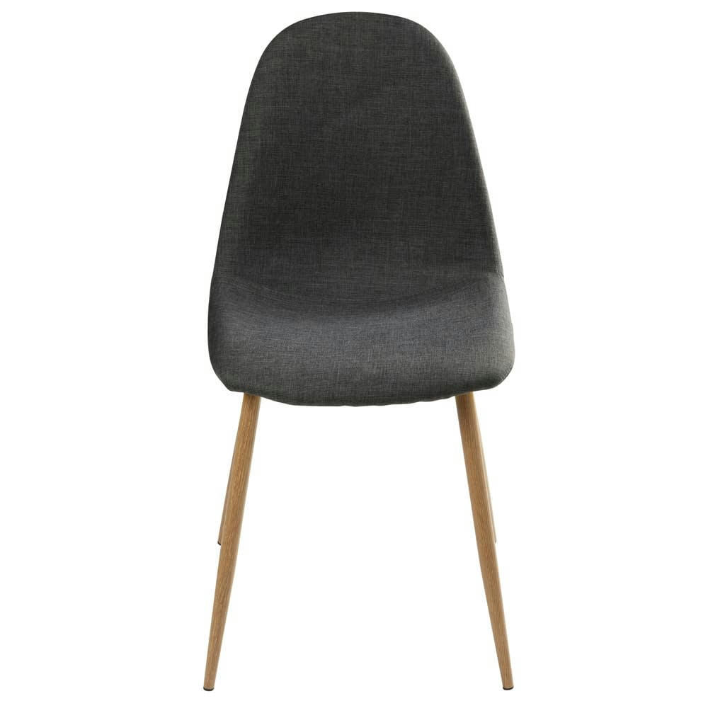 Clyde - Chaise style scandinave gris anthracite et métal imitation chêne