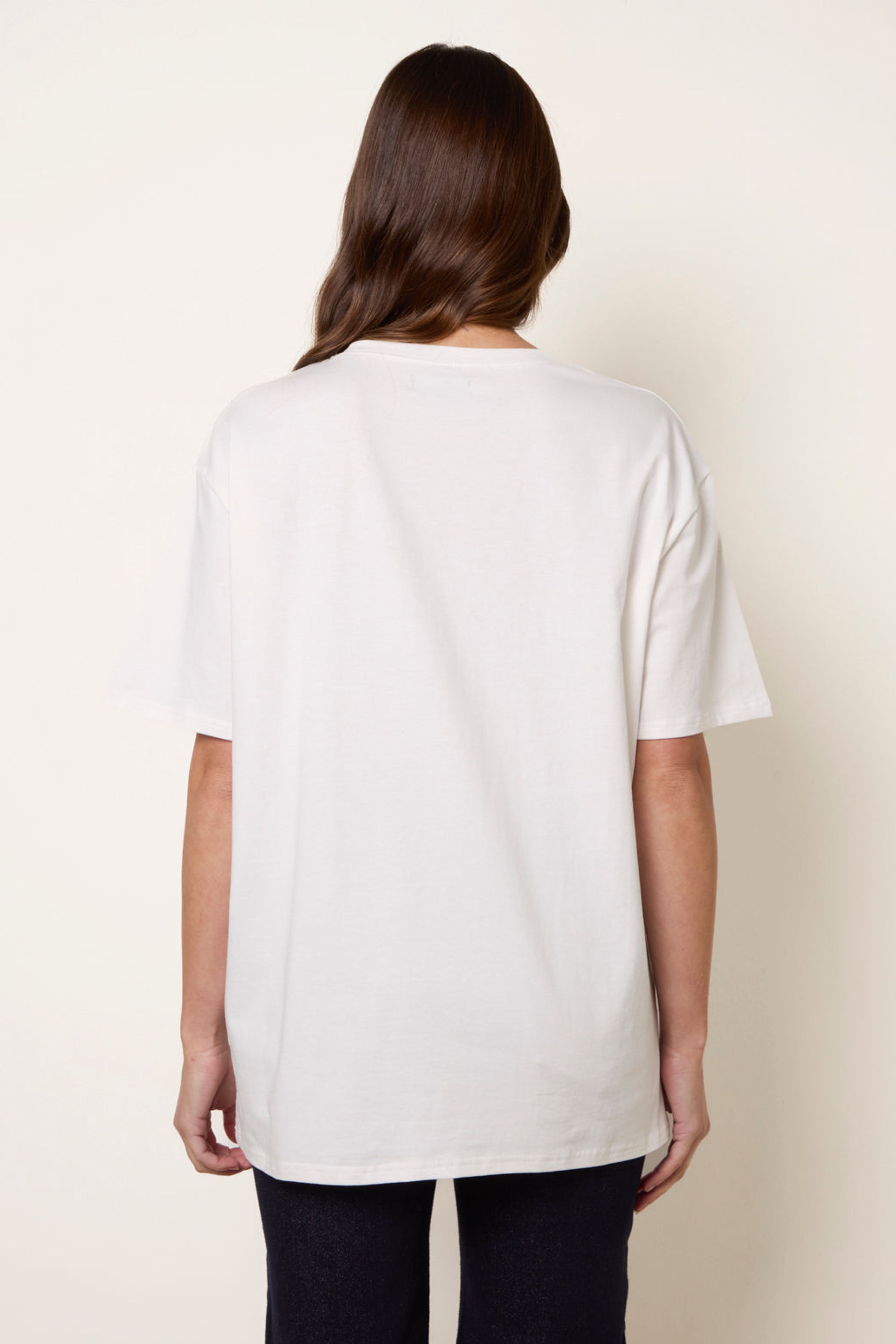 Blue Vanilla Ivory Strawberry Graphic Print Crew-Neck T-shirt