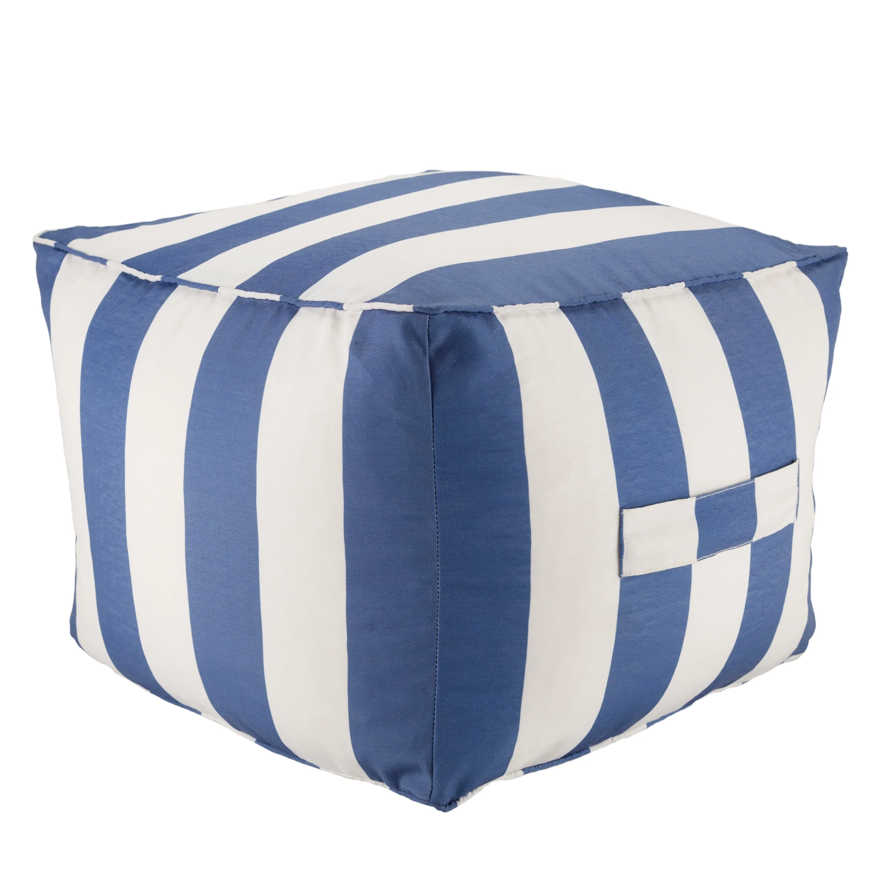 Ozma Indoor/ Outdoor Striped Blue/ White Pouf/ Floor Pillow - 20X20X15