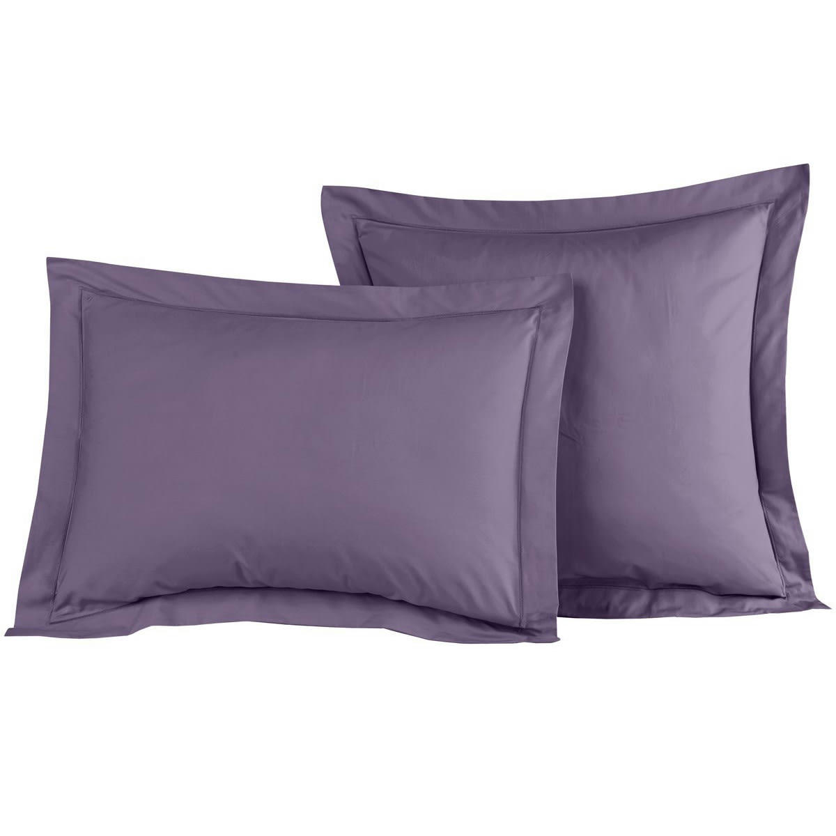 SOFT PERCALE - Lot de 2 taies d'oreiller en percale de coton pourpre 65x65 cm